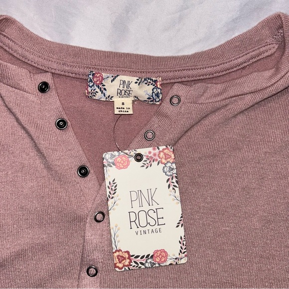 Women’s Small Mauve Pink Long Sleeve Pink Rose Vintage Ultra Soft Button Top - Picture 3 of 6